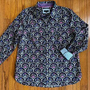 Talbots NWT Block-Inspired Floral Print Cotton Classic Button Front Shirt - MP